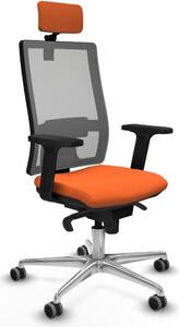Sedia da ufficio con poggiatesta, modello Horna Piqueras y Crespo 2D086G2, colore arancione
