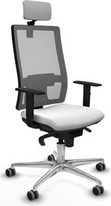 Sedia da ufficio con poggiatesta, modello Horna Piqueras y Crespo 1D086G2, colore bianco