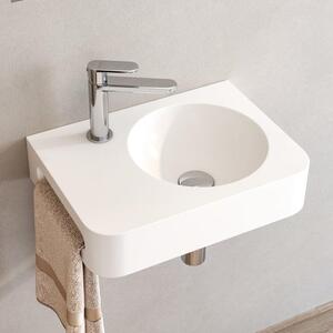 Lavabo da appoggio in pietra Kronenbach, 45 x 33 cm, con foro per rubinetto posizionato a destra e dotato di supporto per asciugamani