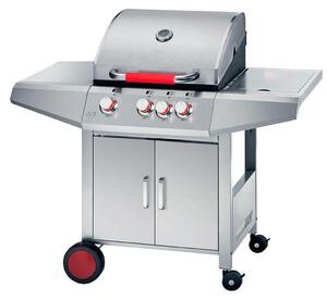 FRANKYSTAR Top Inox - BBQ a gas in acciaio inox con accensione piezoelettrica 12,6 kW con 3 fuochi interni ed uno esterno