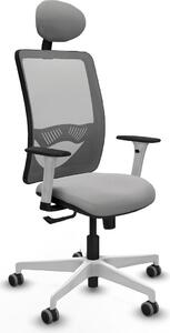 Sedia da ufficio con poggiatesta, modello Zulema Piqueras y Crespo, codice 1B026G1, colore grigio chiaro