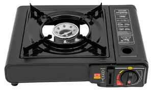 Griglia a gas portatile per campeggio - Piano cottura a gas da tavolo - 2500 W, riscaldamento rapido - Butano/gas liquido - Accensione elettronica, 25000 accensioni - Dimensioni: 34x26x8 cm - Colore: nero
