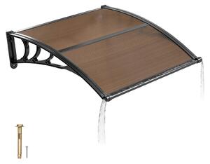 Tettoia per porta d'ingresso - Tettoia a falda - 96,5 x 101,7 cm - Policarbonato - Con sistema di drenaggio - Supporti in ABS - Protezione da pioggia, neve e sole - Marrone