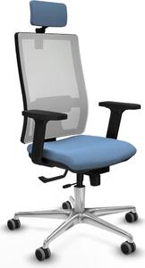 Sedia da ufficio con poggiatesta, modello Horna Traslack, marca Piqueras y Crespo, codice prodotto 2D086G2, colore blu cielo