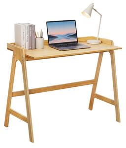Relaxdays, scrivania in legno, dimensioni: 81,5 x 107 x 48,5 cm, piccola scrivania da lavoro, scrivania per ufficio domestico, colore naturale