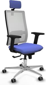 Sedia da ufficio con poggiatesta, modello Horna Traslack, marca Piqueras y Crespo, codice prodotto 2D086G2, colore azzurro chiaro