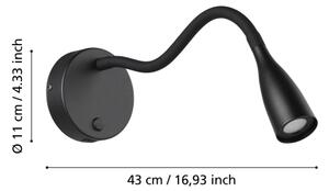 Eglo 901781 - Lampada da parete LED flessibile con porta USB OLIVANDINO LED/3,8W/230V nera