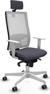 Sedia da ufficio con poggiatesta, modello Horna Piqueras y Crespo 4B026G2, colore grigio scuro
