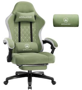 Sedia da gaming GTPLAYER, rivestita in tessuto, con imbottitura a molle, sedia girevole ergonomica, sedia da gaming con poggiapiedi, capacità di carico fino a 150 kg, colore verde