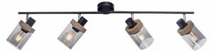 Faretto - Marrone - Grigio - Nero - Vetro - Legno - Metallo - 4 fiamme - L 114 cm