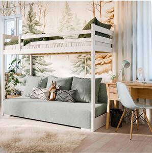 Letto a castello - divano legno Vidia 170x208x96/140cm, Colori disponibili - Bianco