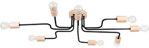 Sollux SL.1671 - Lampadario a plafone TIMBO 8xE27/15W/230V nero/beige/faggio