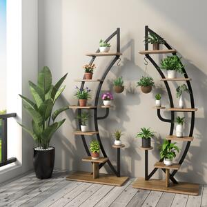 Costway Set di 2 scaffali per piante in metallo a 7 livelli