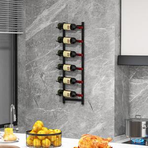 Costway Portabottiglie vino da parete in metallo antiruggine, Cantinetta vino a muro per 6 bottiglie 22x13,5x73cm