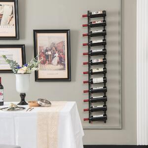 Costway Portabottiglie vino da parete in metallo antiruggine, Cantinetta vino a muro per 12 bottiglie 22x13,5x145cm