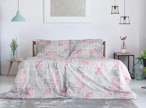 Lenzuola in crêpe rosa e grigio chiaro per letto singolo 140x200 cm Top Class - B.E.S