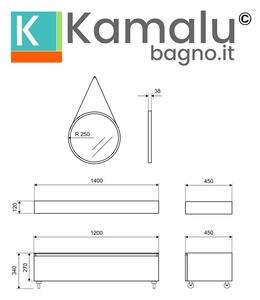 Composizione bagno 120 cm con mobile a terra e mensolone grigio pietra | KAM-KK1203G - KAMALU