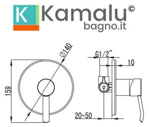 Miscelatore doccia design a incasso con finitura cromata | Ele-180D - KAMALU
