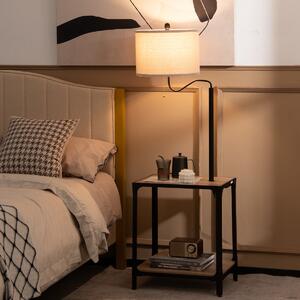 Costway Lampada da lettura con porta USB struttura in metallo e MDF, Lampada da terra ruotabile di 360° per salotto