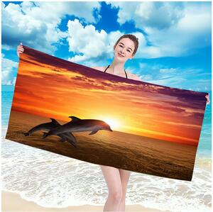 Telo mare con motivo delfino e tramonto 100 x 180 cm