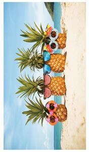 Telo mare con motivo ananas sulla spiaggia 100 x 180 cm