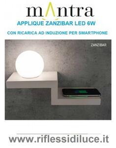 Mantra applique zanzibar led 6w con sferetta e basetta wireless