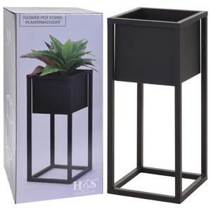 H&S Collection Vaso da Fiori con Supporto in Metallo Nero 50 cm