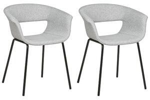 Set di 2 sedie da pranzo Sedute in poliestere grigio Gambe in metallo per sala da pranzo cucina Beliani