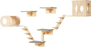 Parete di arrampicata per gatti - sdraio e letto per gatti - set di 7 ripiani per gatti per il gioco attivo e il relax