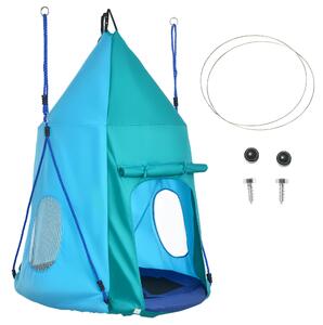 Outsunny Altalena da Giardino con Tenda per Bambini 3-8 Anni, Diametro 100cm, Corde Regolabili, Divertimento Assicurato, Blu|Aosom