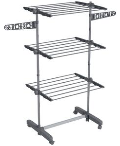 HOMCOM Stendino Verticale con 3 Ripiani Regolabili, in Acciaio e Plastica, 142x55x152 cm, Grigio e Argento