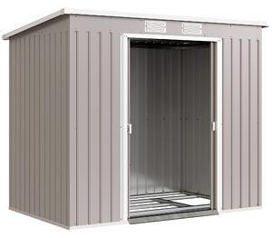 Outsunny Casetta da Giardino con Tetto Inclinato, 2 Ingressi e Prese d'Aria, Capanno Attrezzi in Acciaio Zincato, 213x130x172 cm, Grigio | Aosom Italy