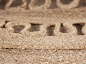 Tappeto tappetino Iuta di colore beige forma rotonda stile boho soggiorno ø 120 cm Beliani