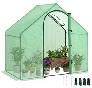 Outsunny Serra per Orto con Porta Avvolgibile a Cerniera, Struttura in Acciaio e Copertura in PE Anti-Raggi UV, 180x100x168cm, Verde | Aosom Ital