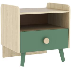 AIYAPLAY Comodino con Cassetto per Bambini 3-10 Anni in Legno e Legno di Pino, 40x32.5x40 cm, Verde | Aosom Italy