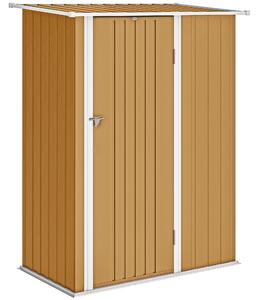 Outsunny Casetta da Giardino con Tetto Inclinato e Porta Bloccabile, Capanno Porta Attrezzi in Metallo, 142x86x189 cm, Giallo | Aosom Italy
