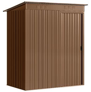 Outsunny Casetta da Giardino in Metallo con Prese d'Aria e Porta Scorrevole, 159x106x181 cm, Marrone | Aosom Italy