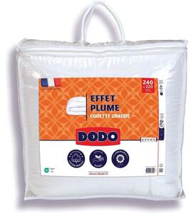 DODO, coperta termica "Effet Plume", 220 x 240 cm, 400 g/m², poliestere, calda e morbida, rettangolare, bianca