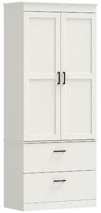 HOMCOM Mobile dispensa da cucina country con ripiani regolabili e 2 cassetti, bianco crema | Aosom Italy