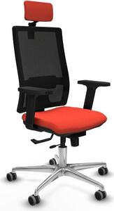 Sedia da ufficio con poggiatesta, modello Horna Traslack, marca Piqueras y Crespo, codice prodotto 2D086G2, colore arancione scuro