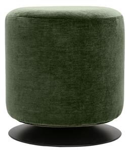 Pouf rotondo girevole in tessuto effetto velluto verde kaki e metallo D39.5 cm VOLNAY