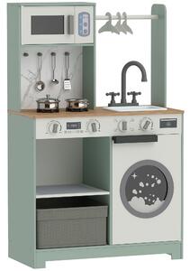 AIYAPLAY Cucina giocattolo per bambini con fornello, lavello, microonde e 5 accessori, Verde | Aosom Italy
