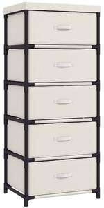 HOMCOM Cassettiera con 5 cassetti in tessuto e struttura in acciaio, beige | Aosom Italy