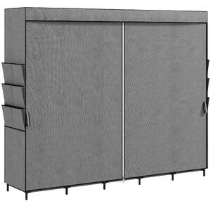 HOMCOM Armadio in tela con 5 aste, 5 ripiani e 6 tasche, 212x45x167 cm, grigio | Aosom Italy