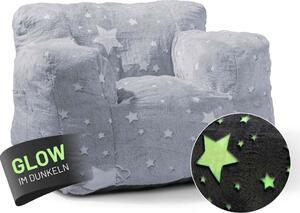 Poltrona LUMALAND "Glow in the Dark" - Misura bambini - Design a stella - Rivestimento morbido e lavabile