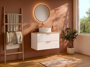 Mobile sotto lavabo sospeso con ripiano Bianco L80 cm – AVORELI