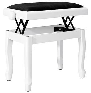 HOMCOM Panca per pianoforte regolabile 45-56 cm con seduta in velluto, bianco | Aosom Italy