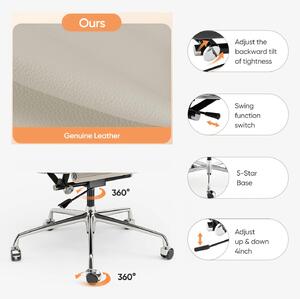 Sedia da ufficio, design ergonomico, regolabile in altezza, schienale medio, colore beige