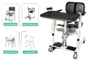 Sedia di trasferimento con sollevatore per pazienti, sistema di sollevamento idraulico, design autoportante, colore nero