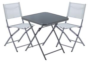 Tavolo da giardino Emys NATERIAL in acciaio con piano in vetro grigio / argento per 2 persone 70x70cm